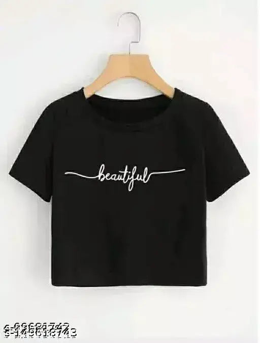 Cotton premium quality crop top, printed net design for women and girls. Short sleeves, sizes S-L, made in India