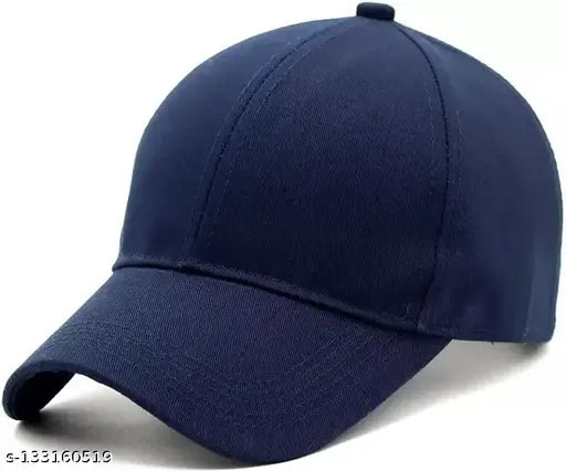 Plain dark blue cotton baseball cap, solid design for casual wear