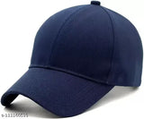 Plain dark blue cotton baseball cap, solid design for casual wear