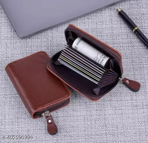 Solid faux leather ATM cardholder wallet, five compartments for cards and bills, free size (11cm x 8cm), made in India