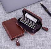Solid faux leather ATM cardholder wallet, five compartments for cards and bills, free size (11cm x 8cm), made in India