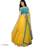 Embellished Dupion silk & net Lehenga Choli with heavy embroidery, winter special design. Lace-patterned dupatta. Indian semi-stitched fashion wear