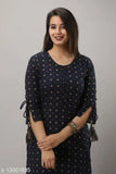 Cotton slub kurta & rayon sharara set, three-quarter sleeves, printed pattern, Indian made" (108 characters)