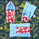 Red kitty printed cotton 2-in-1 sleeping bag bedding set for babies