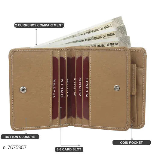 Leather casual modern men's wallet by Wildauk, free size (4cm x 3cm), Indian-origin