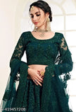Fancy embroidered net lehenga set with choli and dupatta, free size, Indian origin