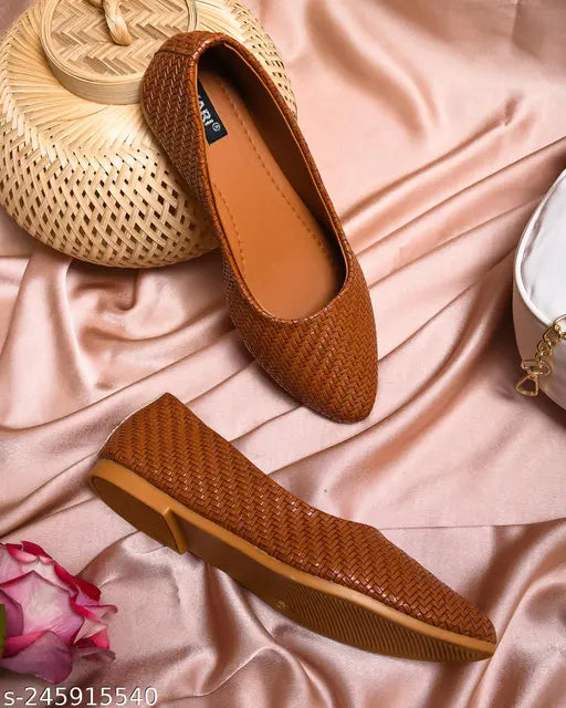 Synthetic leather printed bellies, stylish casual flat shoes for women (IND-4 to IND-9)