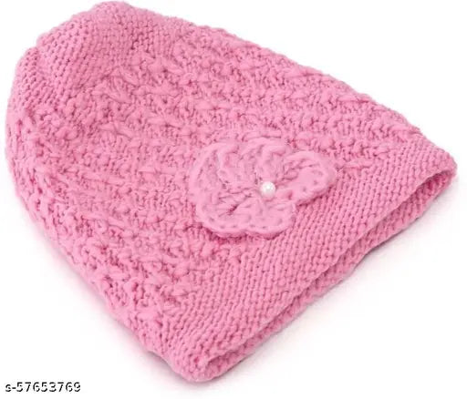 Woolen, stretchable winter cap for women & girls (2pcs), soft acrylic fabric, trendy style accessory originating from India