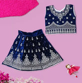 Embroidered velvet lehenga for kids, sleeveless, 1-2 years, intricately embroidered, Indian origin