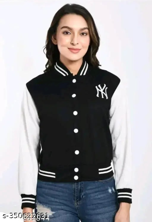 Trendy KidsGirl NY Black Full Sleeve jacket, premium elastodiene fabric, long sleeves, free size to 14-15 years