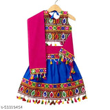 Embroidered pink cotton Chaniya Choli & Dupatta (CC-DROP) - BLUE, Indian festive wear for girls aged 6-3 years