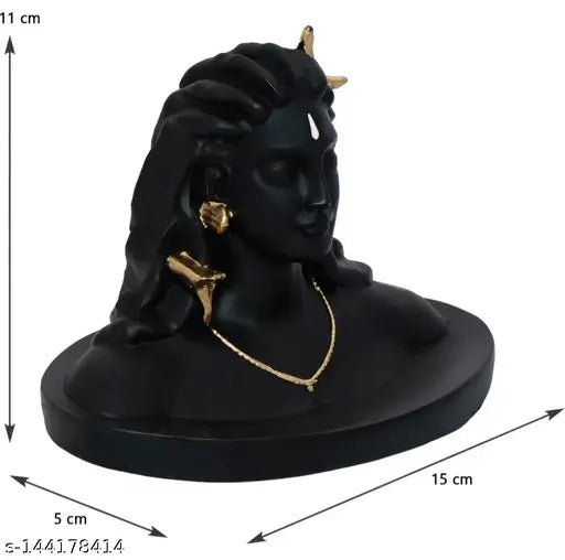 Resin Adiyogi statue for car dashboards, religious decor item. Miniature 15cm x 11cm x 5cm, handcrafted in India. Perfect spiritual gift or home office accessory