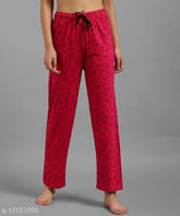 Lime green printed cotton pyjama, women's regular fit from India