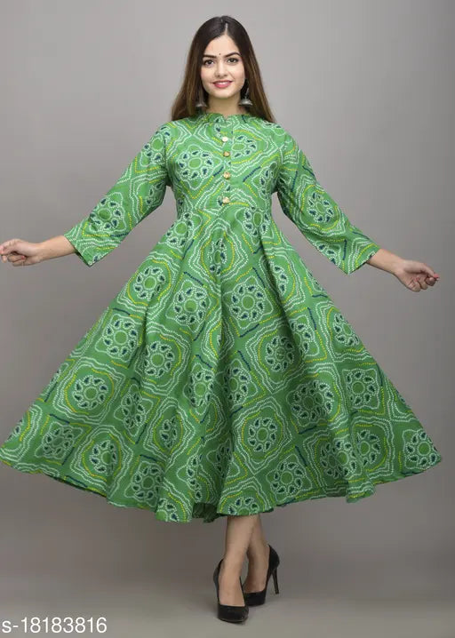 Chanderi cotton kurti for women, three-quarter sleeve, printed combo, S - Bust 36in, M - Bust 38in, L - Bust 40in, XL - Bust 42in, XXL - Bust 44in, handcrafted in India