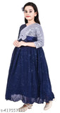 Stylish three-quarter sleeve printed net Georgette gown NB, children's fashion from India