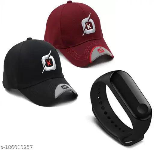 Stylish acrylic baseball cap combo - lightweight, durable, and attractive. Ideal for men & women, perfect summer sun protection (pack of 3) - Made in India
