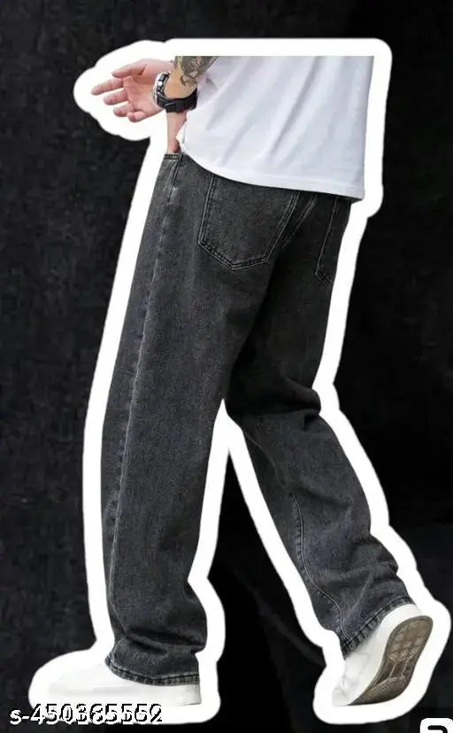 Cotton dyed/washed men's loose fit jeans - size 28, 30, or 32, Indian origin