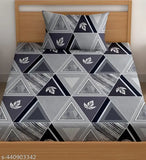 Cotton geometric single bedsheets combo - Baani, ideal for adult summer use, 2 pillow covers