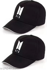 Embroidered BTS cotton caps set, 2 pieces for boys and girls, Indian-made
