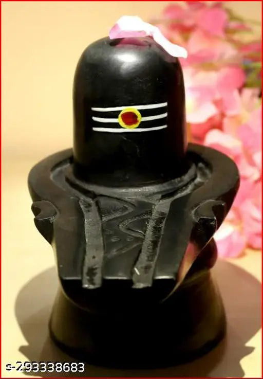 Handcrafted black marble Shivling idol for puja, 8cm x 4cm x 8cm, ideal for Shivratri and Jalabhishekam