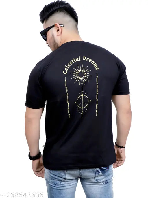 Black Spunky Monkey Men Graphic Print Round Neck 100% Cotton T-shirt, high-quality PC sinker fabric for casual wear, made in India