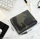 Faux leather army wallet, printed net design, perfect for everyday essentials, made in India (free size: 12cm x 9cm)