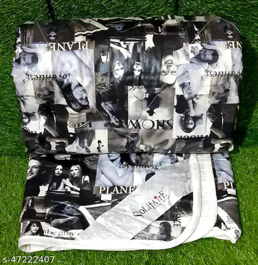 Cotton Hollywood print blinds shades, single size (5"x2"x10"), Indian-made comforter for bed decor