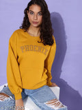 Oversized cotton Dillinger Mustard sweatshirt with printed pattern, long sleeves