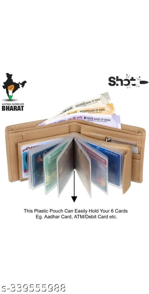 Faux leather wallet, textured pattern, compact size for both men and women. Made in India