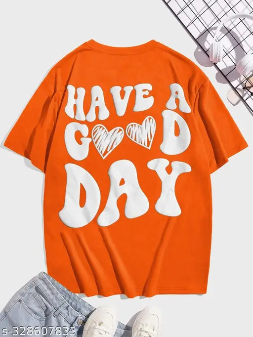 Comfy cotton blend printed tee for women in oversized loose fit with short sleeves, featuring vibrant Indian design