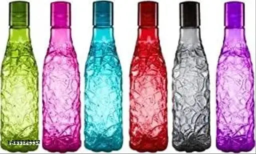 Multicolor mosaic pattern plastic water bottle set for kids, 6 pieces, BPA-free and spill-proof