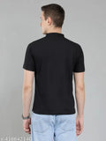 New trending mens high neck, short sleeve cotton blend T-shirt in solid pattern. Stylish essential for jeans, trousers, or shorts. Indian made, premium quality