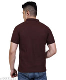 Superior quality cotton blend polo t-shirts for men, solid color and three-quarter sleeves, size L (42in chest, 28in length), made in India