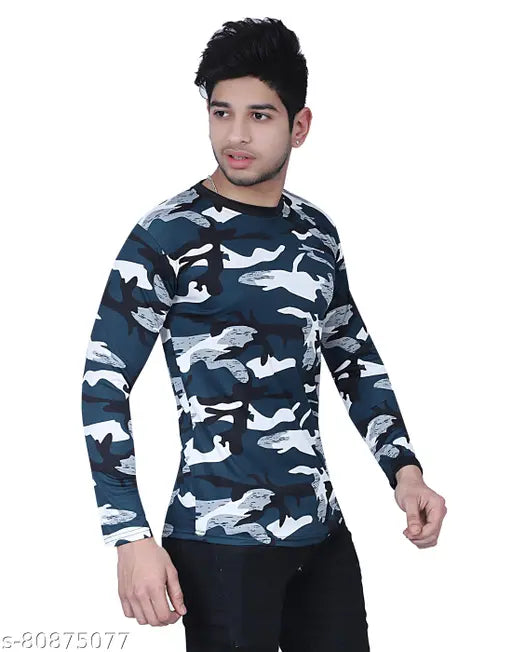 Mens military T-shirts in full sleeves, 100% Lycra fabric, printed design. Ideal for sports, gym, adventures, biking, and casual wear. Made in India