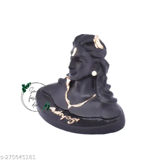 Resin Adiyogi Shiva statue for home or office, medium size, Indian-made, ideal for car dashboard or tabletop, net quantity 1 (9.5cmL x 8cmH x 6cmB)
