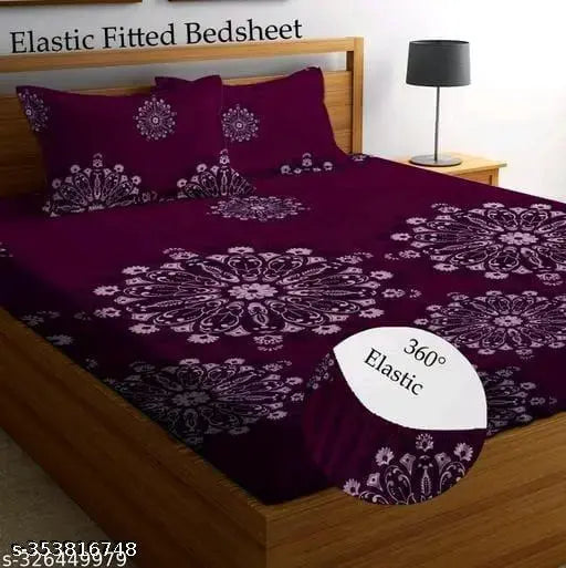White and blue floral 240TC cotton blend, elastic fitted king size bedsheets with 2 jumbo pillow covers - ideal for summer, adult use