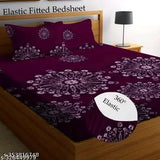 White and blue floral 240TC cotton blend, elastic fitted king size bedsheets with 2 jumbo pillow covers - ideal for summer, adult use