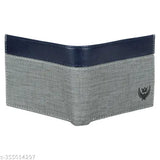 GrayBlue faux leather Lorenz BiFold Casual Wallet, 2 compartments for men, 6 card slots, gift-boxed in India