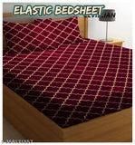 Moroccan-checked Glace cotton double queen bedsheet with king size pillow covers, 72x78, 18x28 inch pillows, luxury bedroom decor