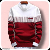 Stylish cotton t-shirt, long sleeves, color-blocked pattern. Daho Men's classy printed tee, India origin