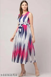 Georgette sleeveless kurti, digital printed, full lining, exclusive designer A-line dress in big size for women
