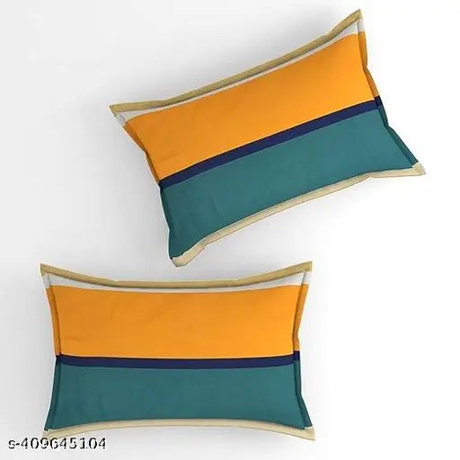 YellowGreen Stripe Cotton Feel Fitted Glace Bed Sheet, 72 x 78 inches by YR Production