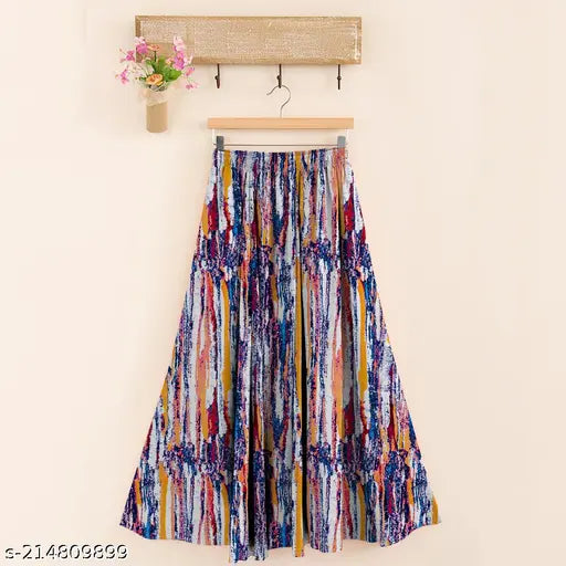 Rayon printed net skirt, vibrant and flowy Indian fashion wear