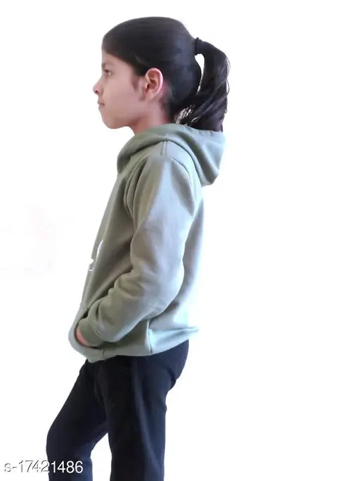 Aqua blue wool sweatshirt & hoodie for girls (India), self-design net, long sleeves, sizes 3-4yrs to 10-11yrs