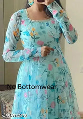 Indian Aruna Gown, long-sleeved printed net Georgette dress for S-XXL, floral patterns