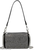 PU textured net diamond sling bag, 2 compartments, free size (17in x 4in x 7in), embellished, India origin