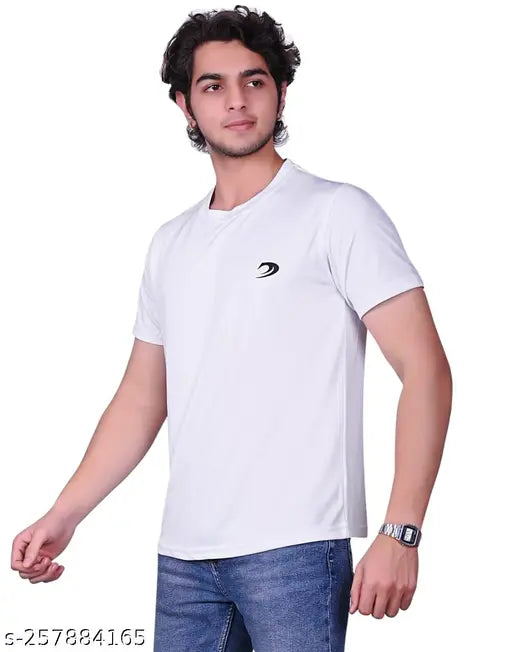 Men's premium quality gym wear/casual wear polyester t-shirt, soft and plain hosiery, short sleeves, available in M, L, XL, XXL