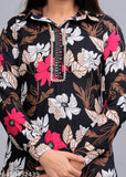 Printed black floral Rayon kurta with Palazzo set, perfect for parties or special events