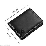Black, genuine leather RFID-blocking unisex bi-fold wallet with textured nappa finish, features 9 card slots, 2 secret compartments, 2 ID windows, and coin pocket