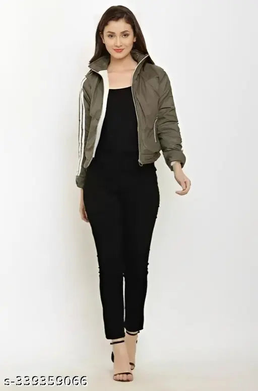 Trendy wool winter full-fur jacket for women/girls, solid pattern, long sleeves, L size (bust 40in, length 23in), Indian origin